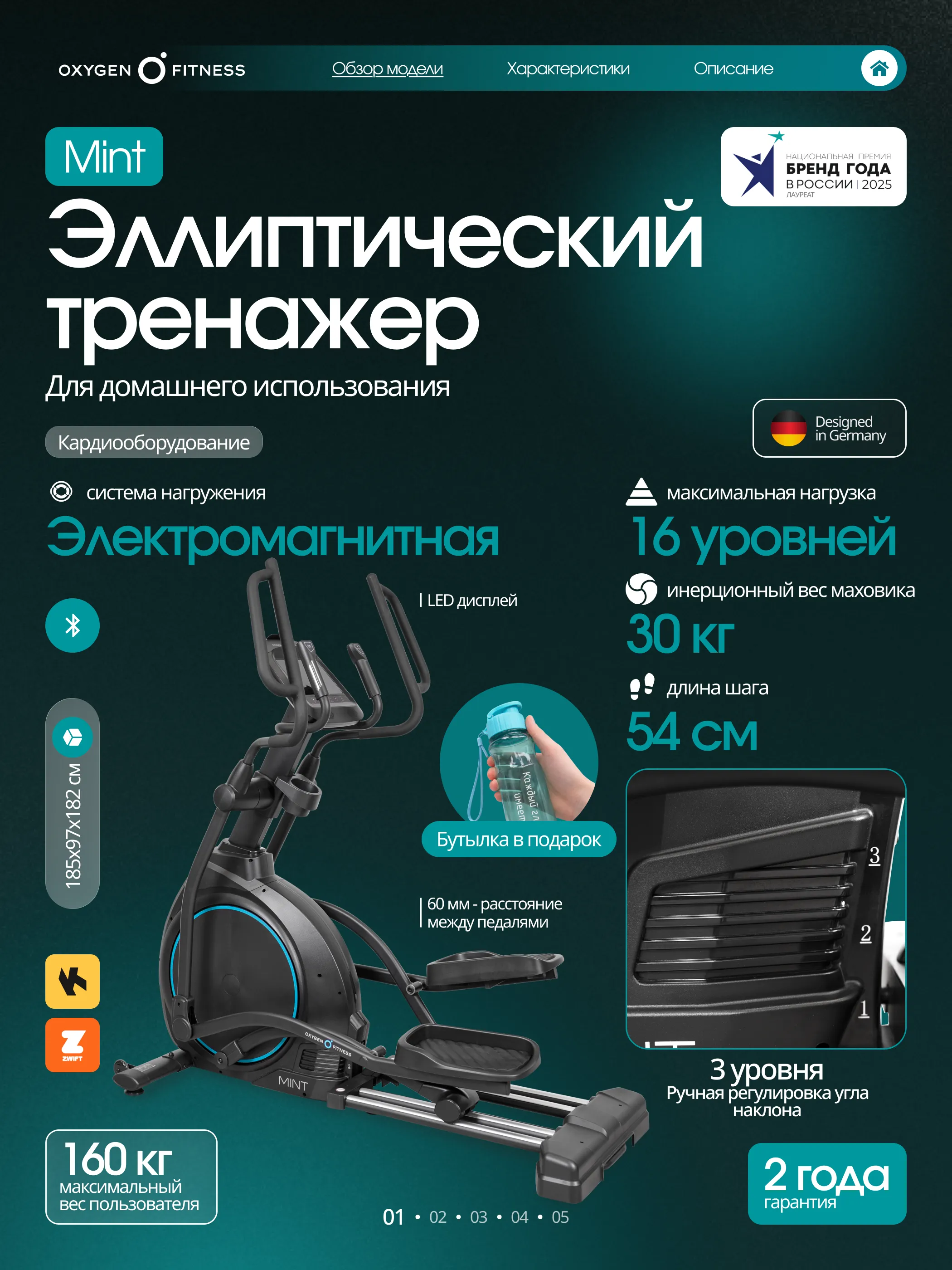Эллиптический тренажер OXYGEN FITNESS MINT