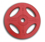 Олимпийский обрезиненный диск Alex P-RO-25K красный, 4 отверстия