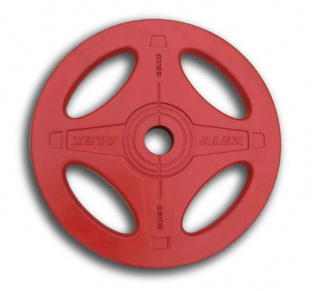Олимпийский обрезиненный диск Alex P-RO-25K красный, 4 отверстия