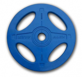 Олимпийский обрезиненный диск Alex P-RO-20K синий, 4 отверстия