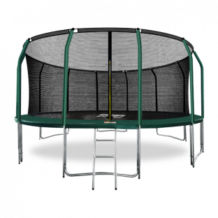 Батут премиум ARLAND 16FT с внутренней страховочной сеткой и лестницей (Dark green)